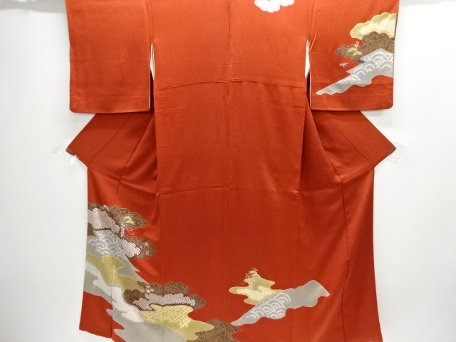 JAPANESE KIMONO / HOMONGI / EMBROIDERY / SHIBORI / FOLDING FAN PATTERN